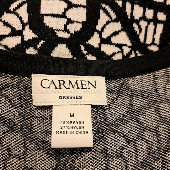 Carmen Marc Valvo Black & White Tank Sweater Dress - Picture 7 of 8